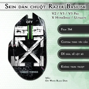 Skin dán chuột Razer Basilisk mẫu Off White Black Dope