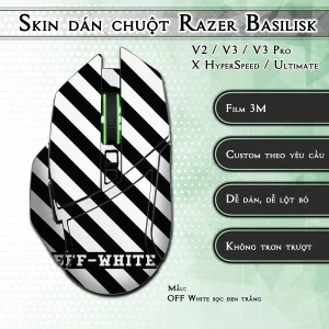 Skin dán chuột Razer Basilisk mẫu OFF White sọc đen trắng