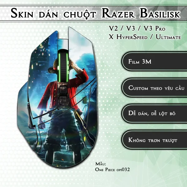Skin dán chuột Razer Basilisk mẫu One Piece opi032