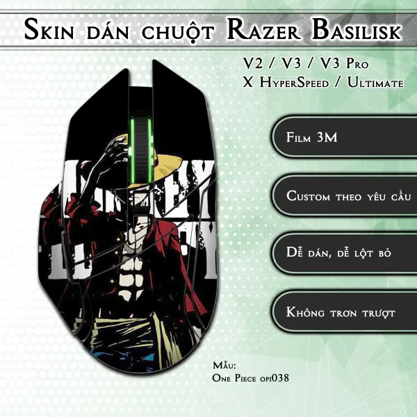Skin dán chuột Razer Basilisk mẫu One Piece opi038