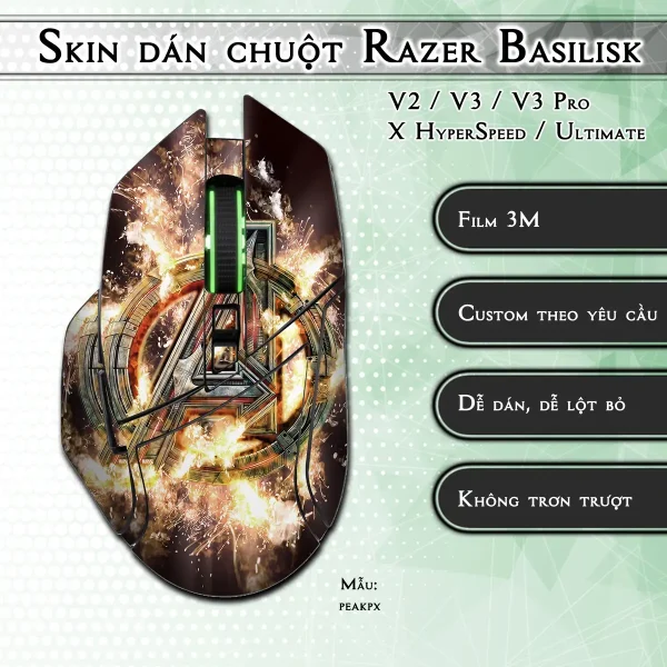 Skin dán chuột Razer Basilisk mẫu peakpx