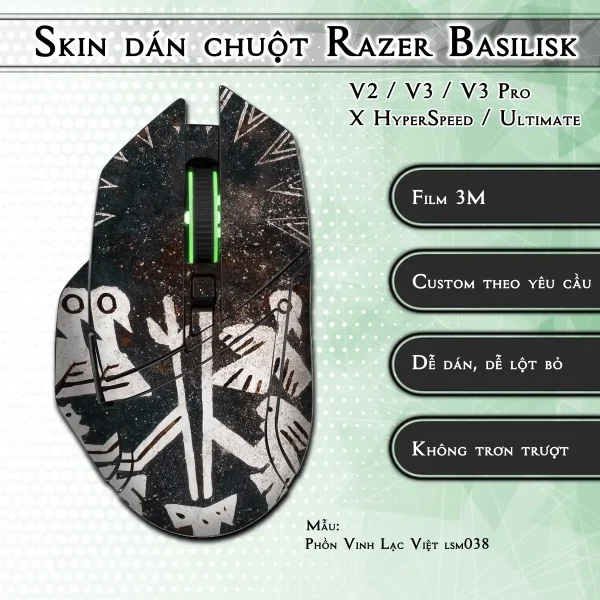 Skin dán chuột Razer Basilisk mẫu Phồn Vinh Lạc Việt lsm038