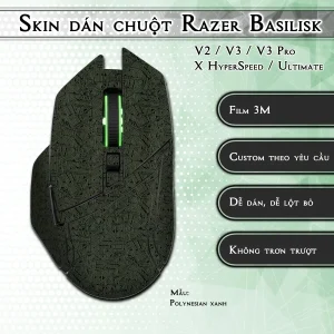 Skin dán chuột Razer Basilisk mẫu Polynesian xanh
