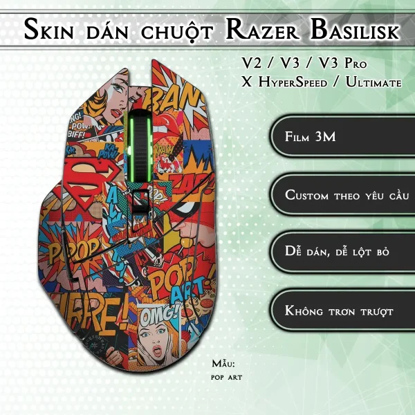 Skin dán chuột Razer Basilisk mẫu pop art