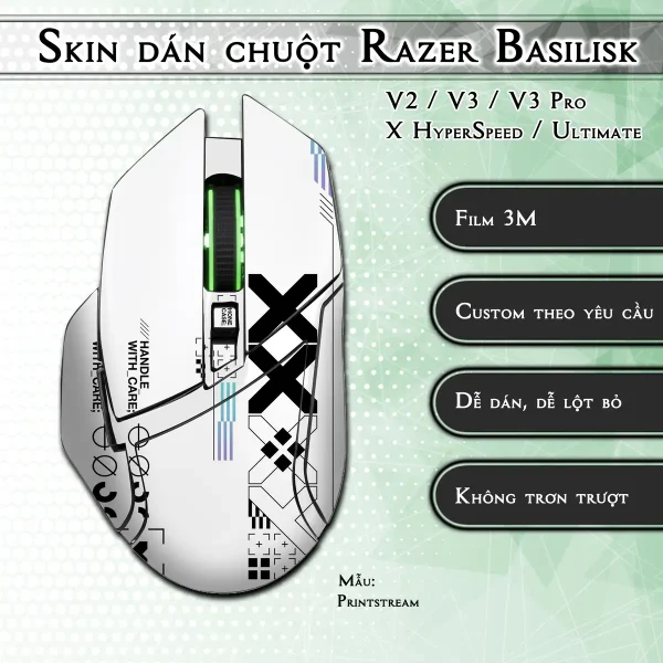 Skin dán chuột Razer Basilisk mẫu Printstream