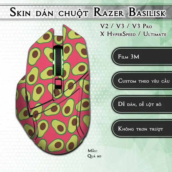 Skin dán chuột Razer Basilisk mẫu Quả bơ