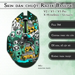 Skin dán chuột Razer Basilisk mẫu radiation waste