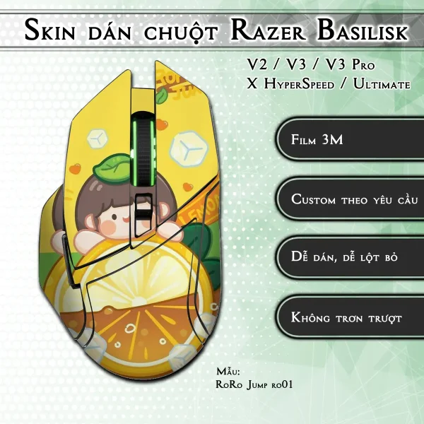 Skin dán chuột Razer Basilisk mẫu RoRo Jump ro01
