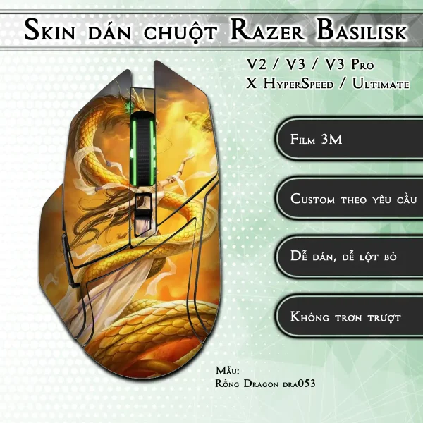 Skin dán chuột Razer Basilisk mẫu Rồng Dragon dra053