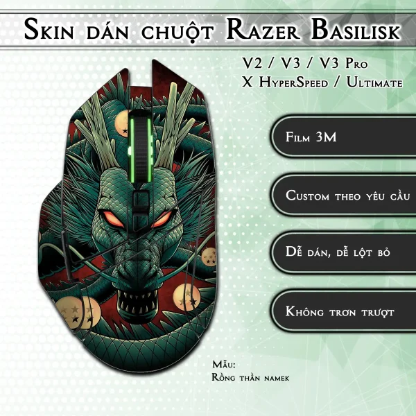 Skin dán chuột Razer Basilisk mẫu Rồng thần namek