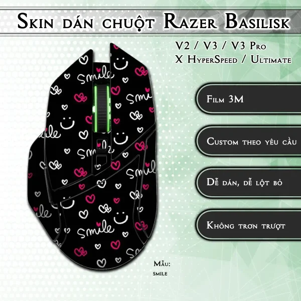 Skin dán chuột Razer Basilisk mẫu smile