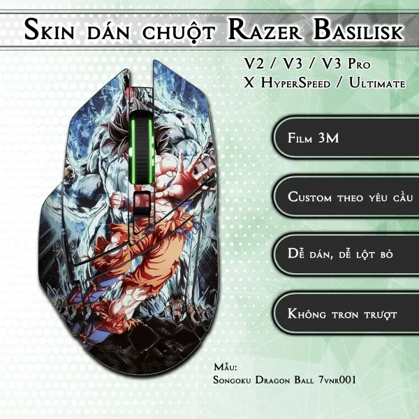 Skin dán chuột Razer Basilisk mẫu Songoku Dragon Ball 7vnr001