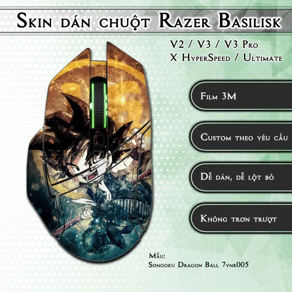 Skin dán chuột Razer Basilisk mẫu Songoku Dragon Ball 7vnr005