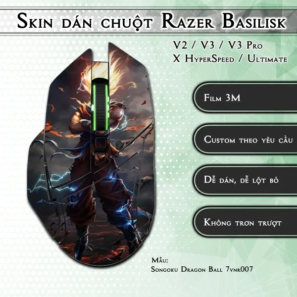 Skin dán chuột Razer Basilisk mẫu Songoku Dragon Ball 7vnr007