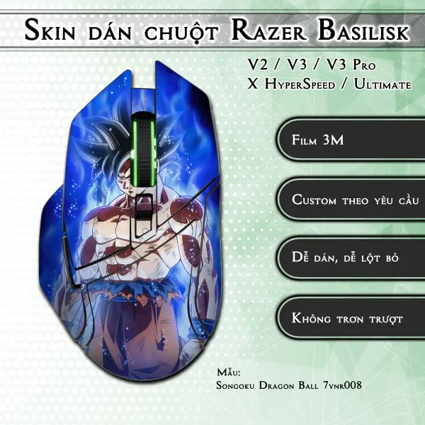 Skin dán chuột Razer Basilisk mẫu Songoku Dragon Ball 7vnr008