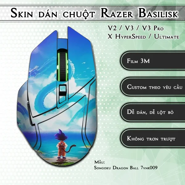 Skin dán chuột Razer Basilisk mẫu Songoku Dragon Ball 7vnr009