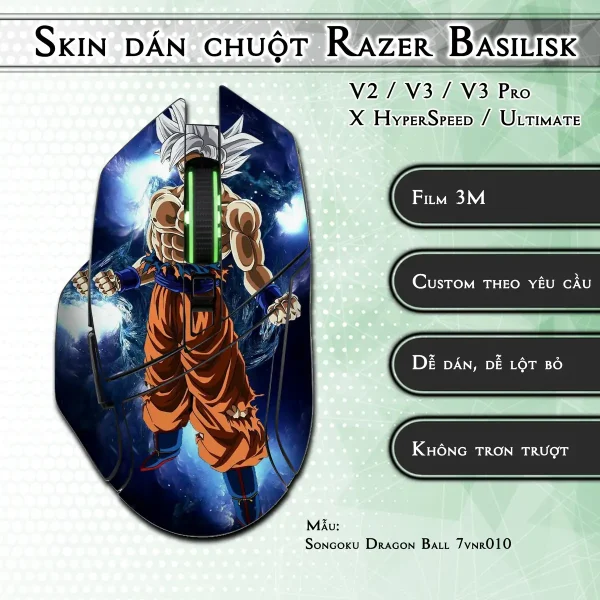 Skin dán chuột Razer Basilisk mẫu Songoku Dragon Ball 7vnr010
