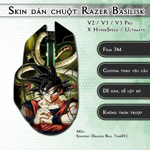 Skin dán chuột Razer Basilisk mẫu Songoku Dragon Ball 7vnr011