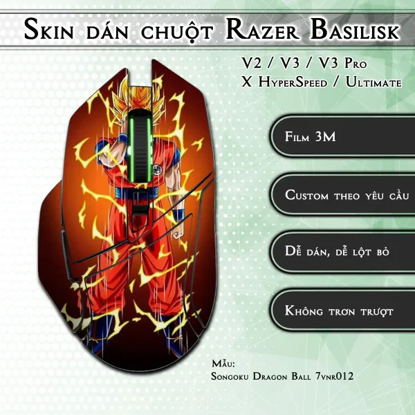 Skin dán chuột Razer Basilisk mẫu Songoku Dragon Ball 7vnr012