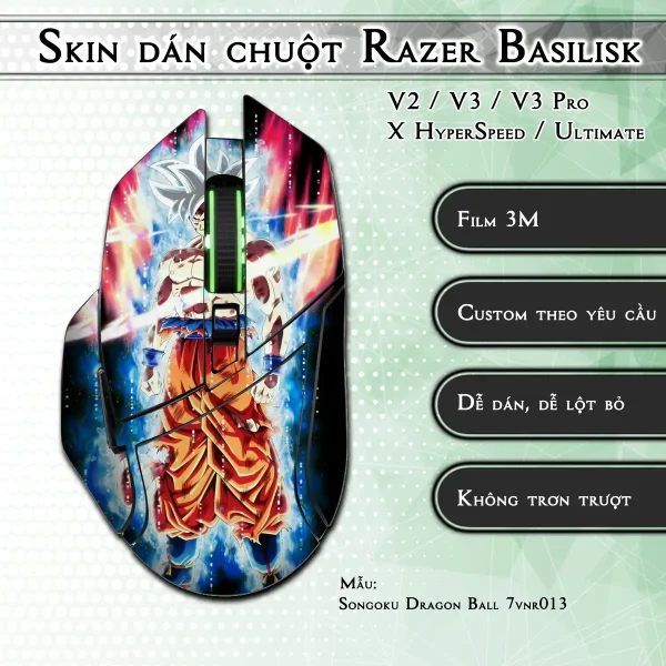 Skin dán chuột Razer Basilisk mẫu Songoku Dragon Ball 7vnr013