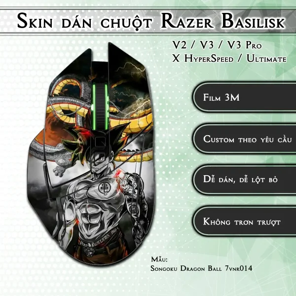 Skin dán chuột Razer Basilisk mẫu Songoku Dragon Ball 7vnr014