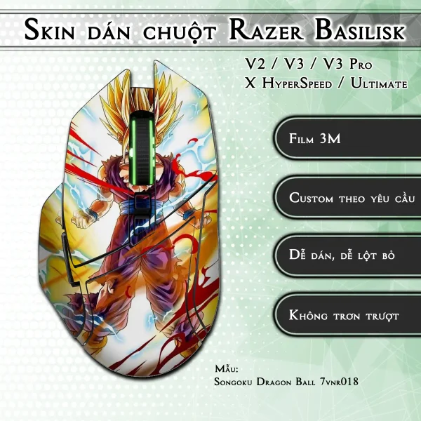 Skin dán chuột Razer Basilisk mẫu Songoku Dragon Ball 7vnr018