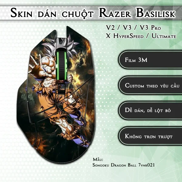Skin dán chuột Razer Basilisk mẫu Songoku Dragon Ball 7vnr021