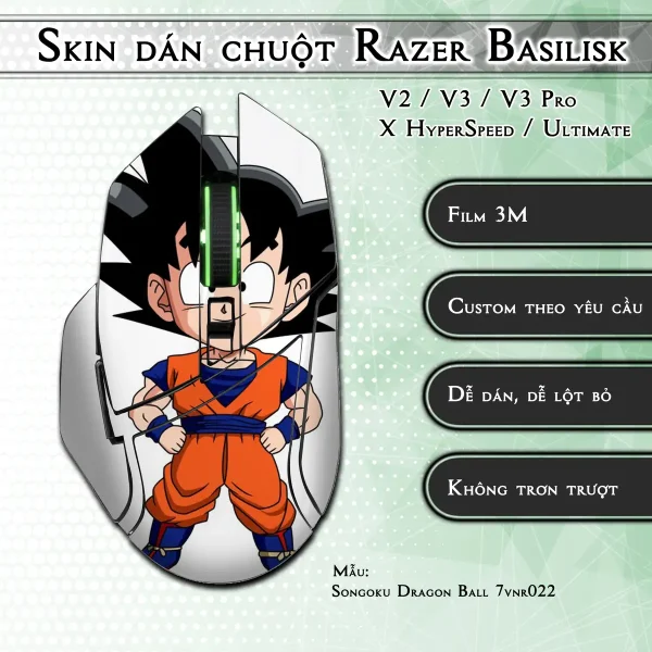 Skin dán chuột Razer Basilisk mẫu Songoku Dragon Ball 7vnr022