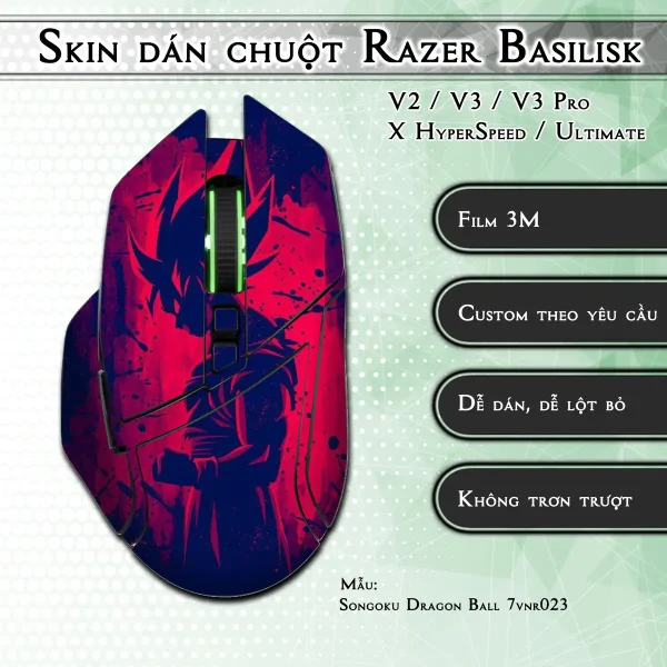 Skin dán chuột Razer Basilisk mẫu Songoku Dragon Ball 7vnr023