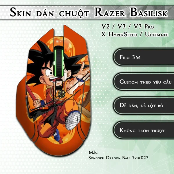 Skin dán chuột Razer Basilisk mẫu Songoku Dragon Ball 7vnr027