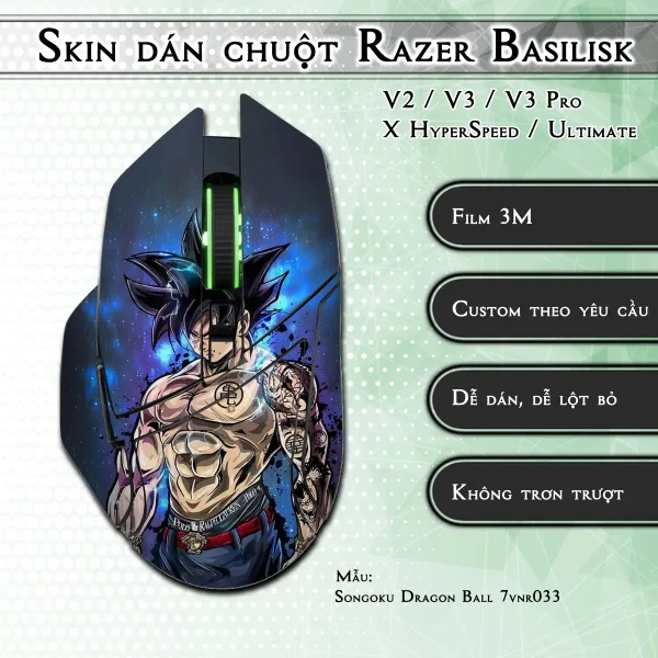 Skin dán chuột Razer Basilisk mẫu Songoku Dragon Ball 7vnr033