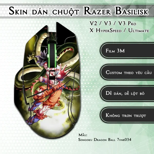 Skin dán chuột Razer Basilisk mẫu Songoku Dragon Ball 7vnr034