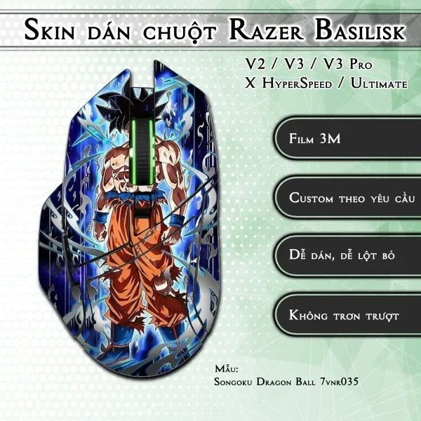 Skin dán chuột Razer Basilisk mẫu Songoku Dragon Ball 7vnr035