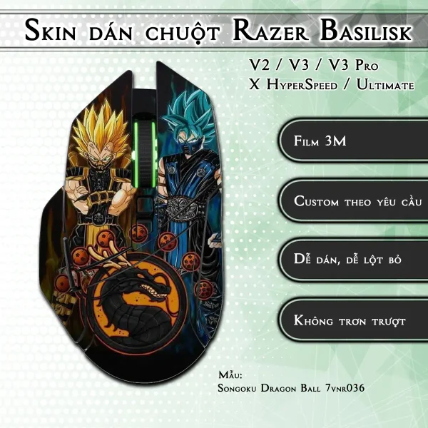 Skin dán chuột Razer Basilisk mẫu Songoku Dragon Ball 7vnr036