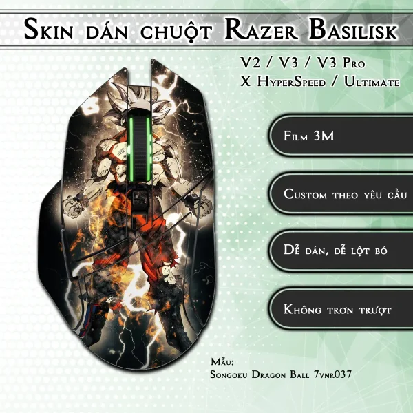 Skin dán chuột Razer Basilisk mẫu Songoku Dragon Ball 7vnr037