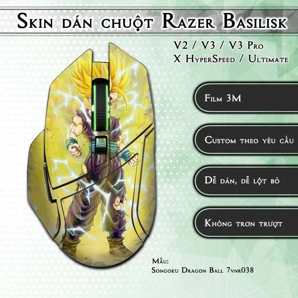 Skin dán chuột Razer Basilisk mẫu Songoku Dragon Ball 7vnr038