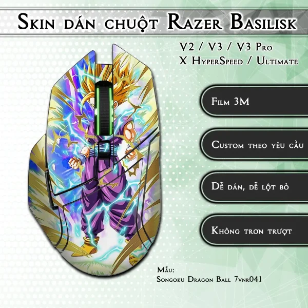 Skin dán chuột Razer Basilisk mẫu Songoku Dragon Ball 7vnr041
