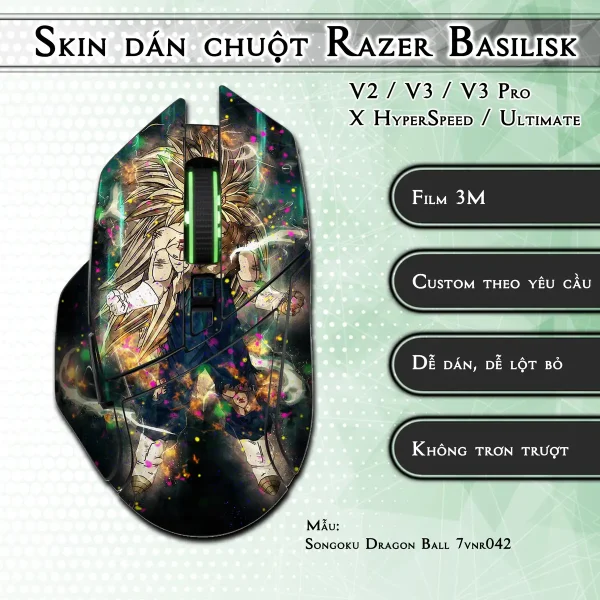 Skin dán chuột Razer Basilisk mẫu Songoku Dragon Ball 7vnr042