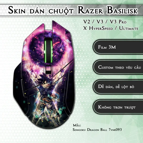 Skin dán chuột Razer Basilisk mẫu Songoku Dragon Ball 7vnr093