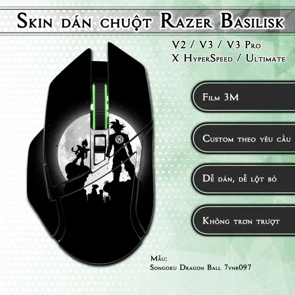 Skin dán chuột Razer Basilisk mẫu Songoku Dragon Ball 7vnr097