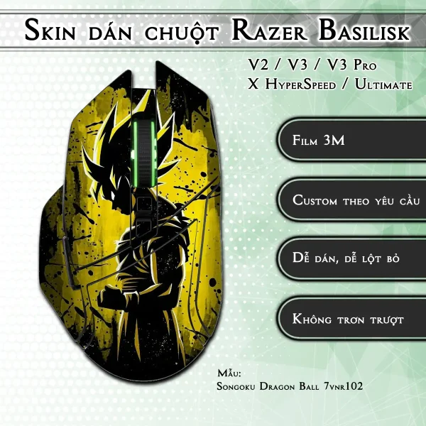 Skin dán chuột Razer Basilisk mẫu Songoku Dragon Ball 7vnr102