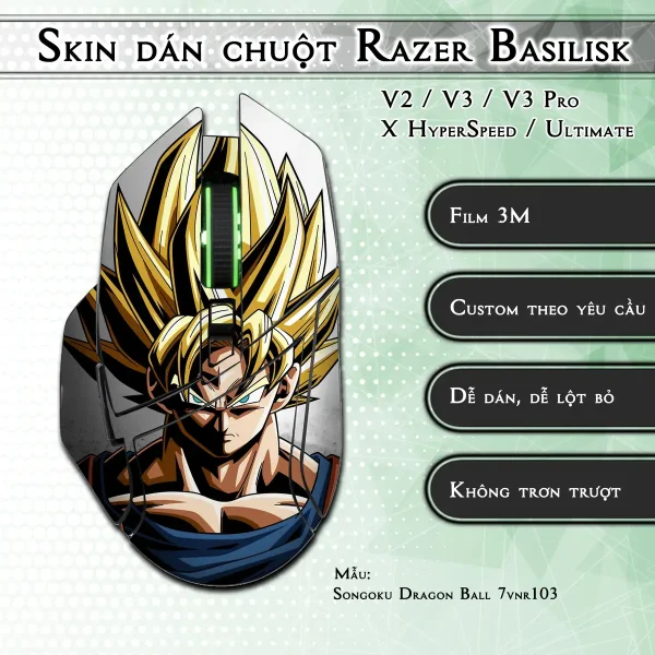 Skin dán chuột Razer Basilisk mẫu Songoku Dragon Ball 7vnr103