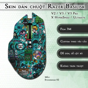 Skin dán chuột Razer Basilisk mẫu Stickerbomb 02