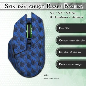 Skin dán chuột Razer Basilisk mẫu sóng xanh dương