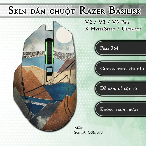 Skin dán chuột Razer Basilisk mẫu Sơn mài GSM073