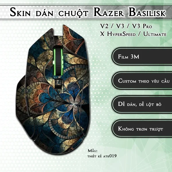Skin dán chuột Razer Basilisk mẫu thiết kế atk019