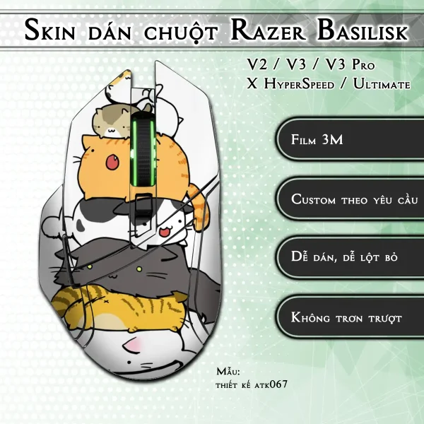Skin dán chuột Razer Basilisk mẫu thiết kế atk067