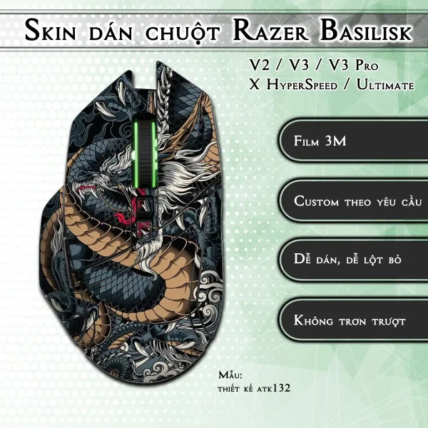 Skin dán chuột Razer Basilisk mẫu thiết kế atk132