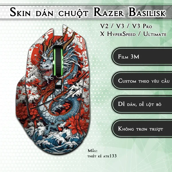Skin dán chuột Razer Basilisk mẫu thiết kế atk133