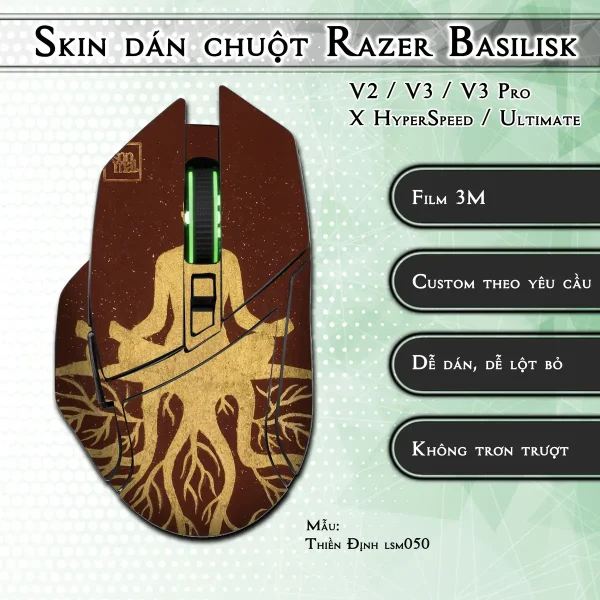 Skin dán chuột Razer Basilisk mẫu Thiền Định lsm050